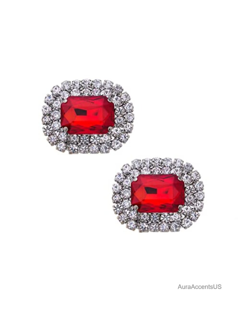 Wedding Shoe Clips Rhinestone Crystal Flats Pumps Brooch (Red)